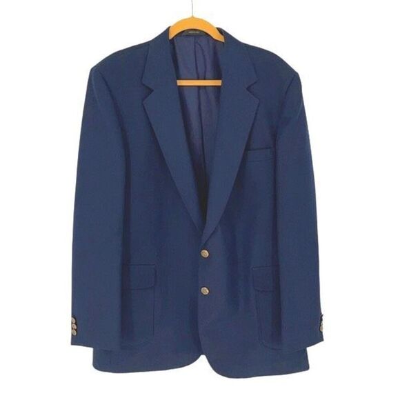 Vtg Reed St James Mens Single Breasted Notch Lapel Blazer Suit‎ Jacket Navy 46L - Picture 1 of 6